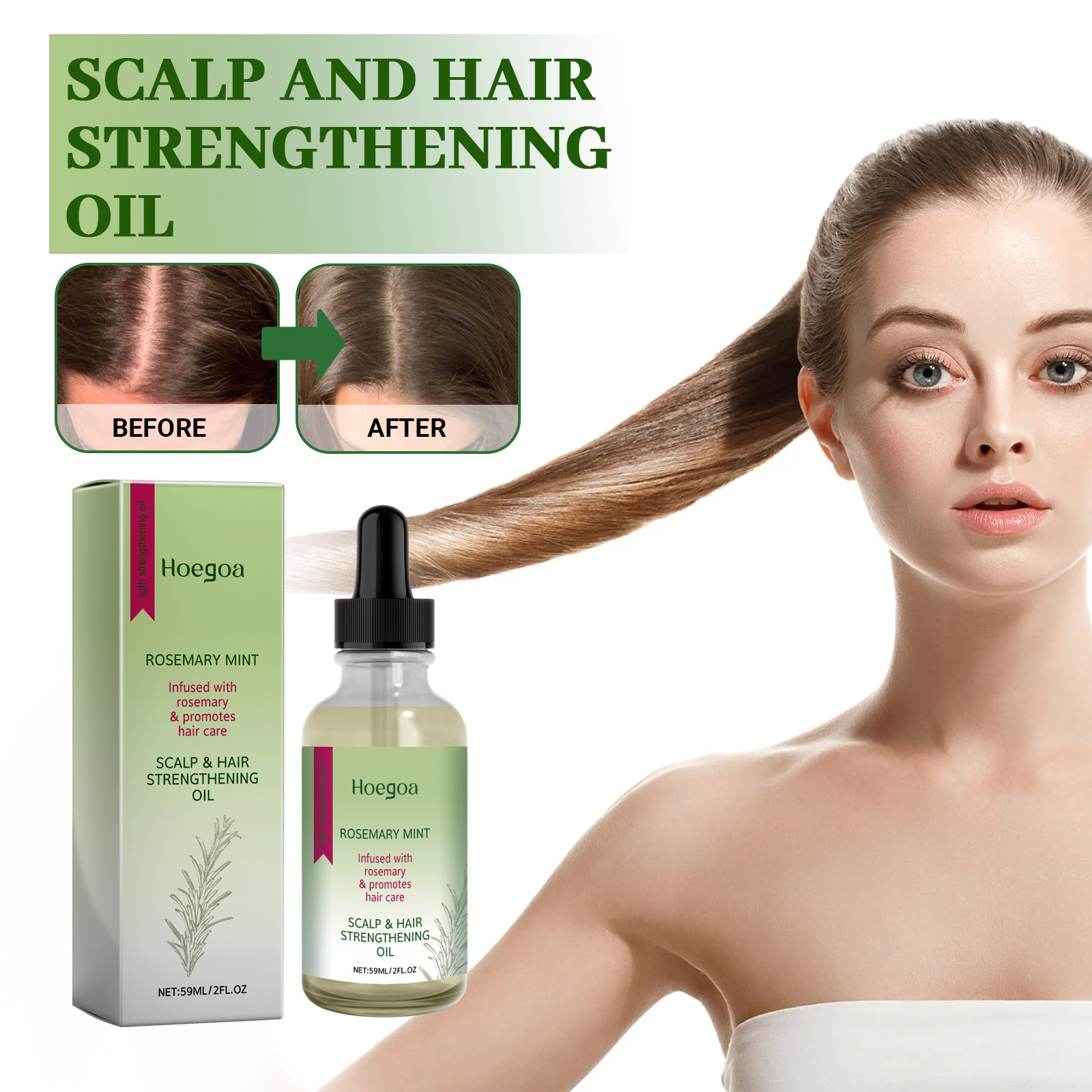 Hair Care For Curly Dry Hair - Hoegoa Rosemary Hair Repair Oil, Hair