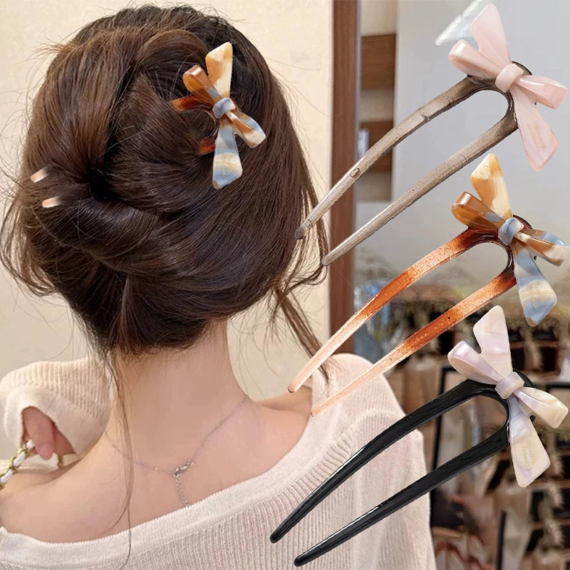 Clip In Hair Piece - 1 piece, sweet bow U-shaped hair