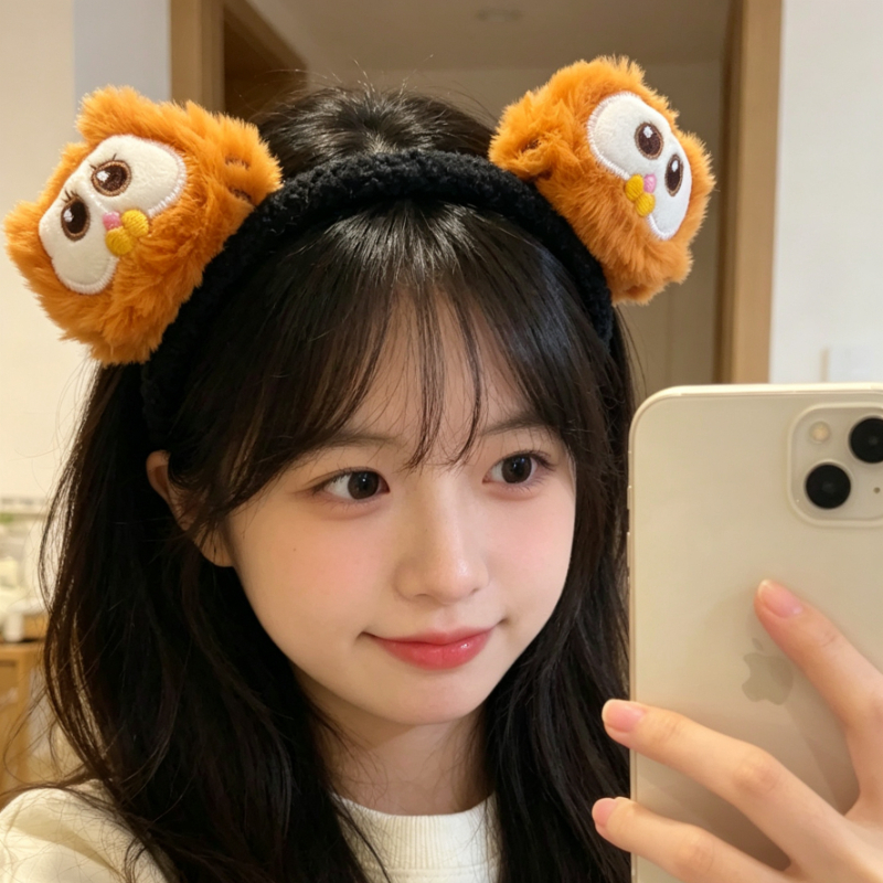 Clip In Hair Piece - Garfield cartoon cute plush headband face