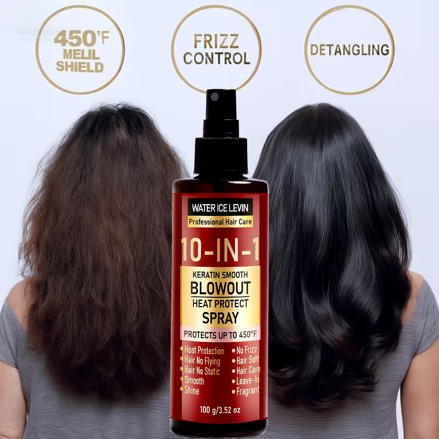 Hair Care Heat Protectant - 10-IN-1 Heat Protect Spray with Keratin,