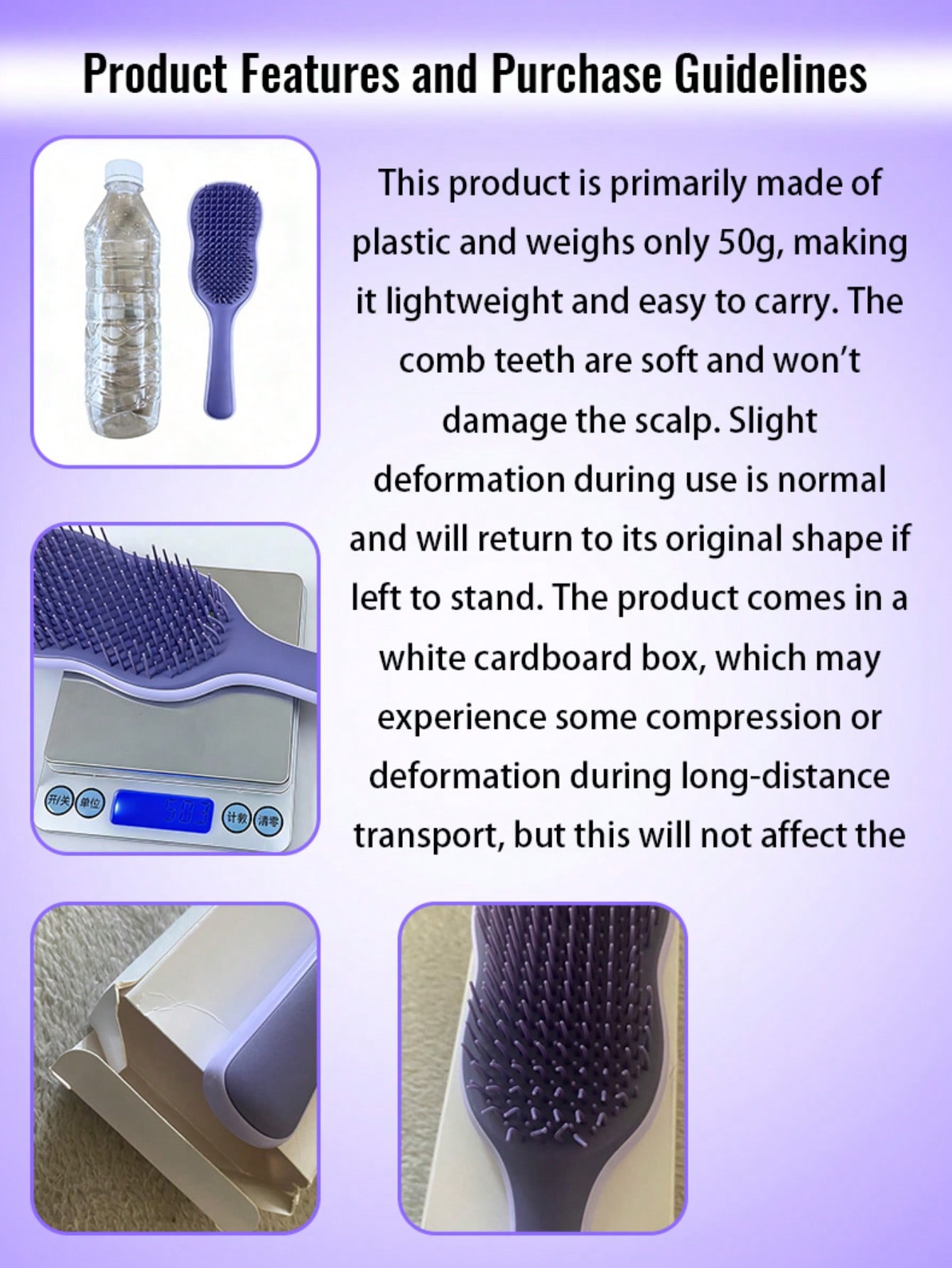 1pc Natural Smooth Hair Brush, - Hair Care For Curly Dry Hair บทวิจารณ์และราคา