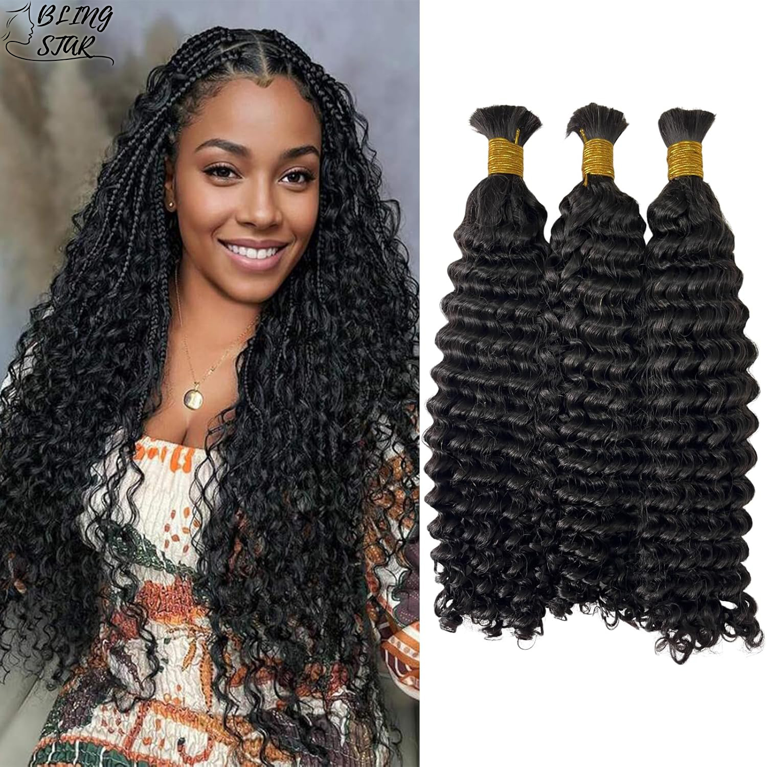 Human Braiding Hair for Boho B - Hair Care Wavy Hair บทวิจารณ์และราคา