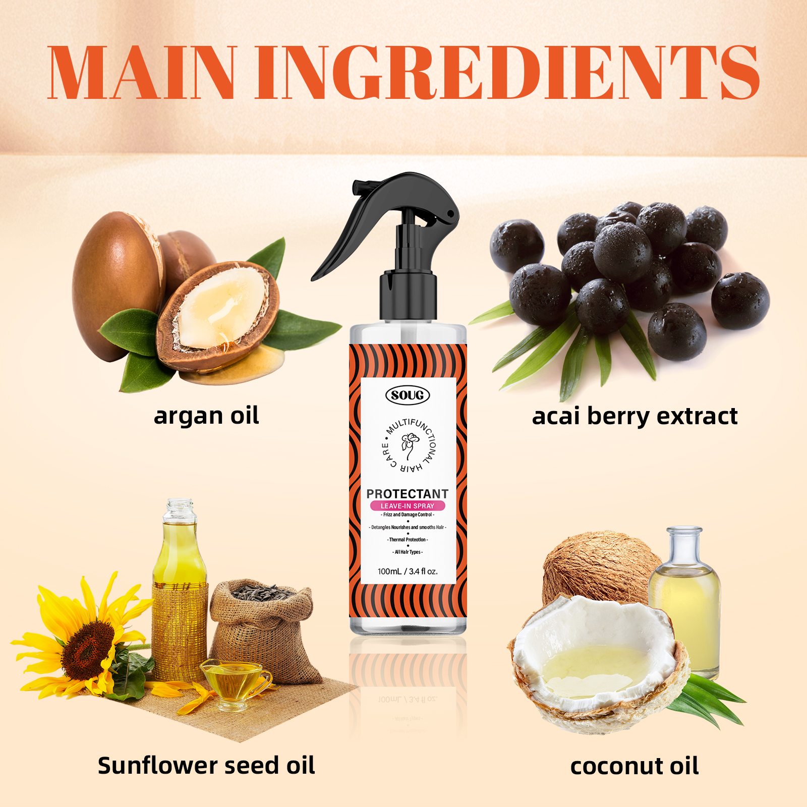 100ml Argan Oil Hair Leave-In  - Hair Care Heat Protectant บทวิจารณ์และราคา