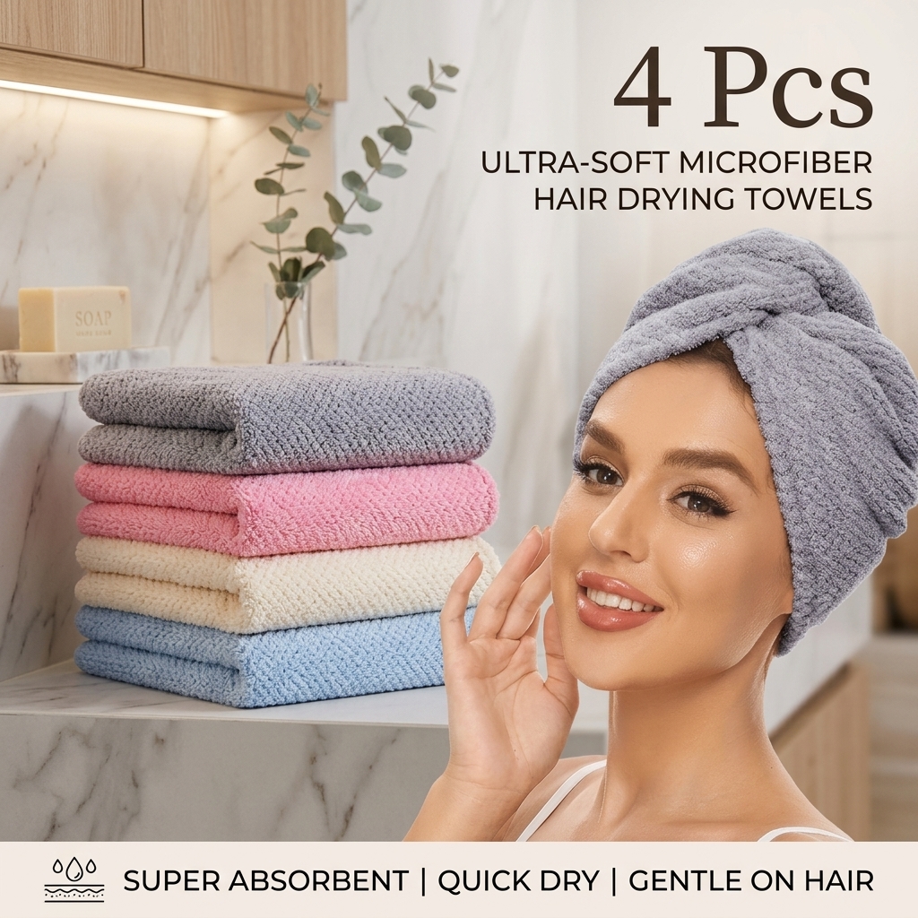 4Pack  Microfiber Hair Drying  - Hair Care For Curly Dry Hair บทวิจารณ์และราคา