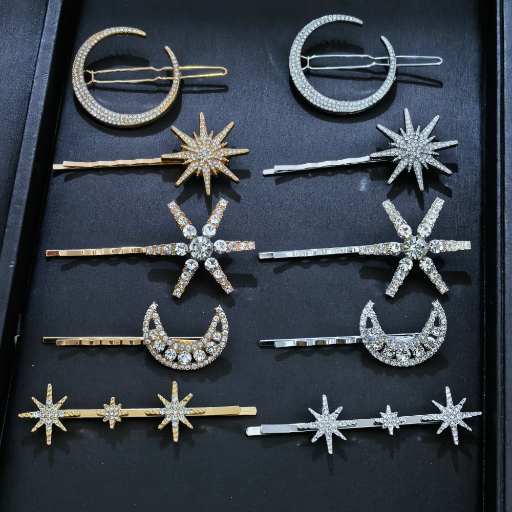 3/4 pcs set Crystal Star Hairp - Clip In Hair Piece บทวิจารณ์และราคา