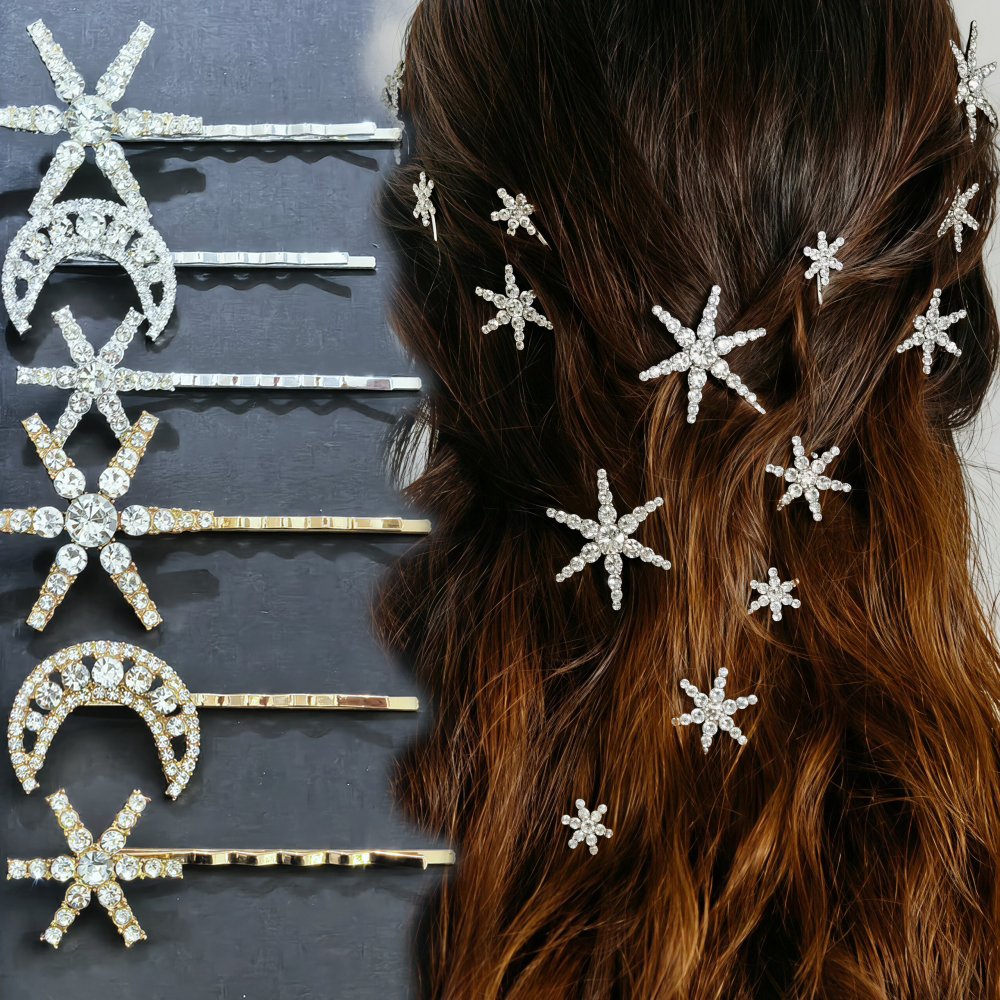 3/4 pcs set Crystal Star Hairp - Clip In Hair Piece บทวิจารณ์และราคา