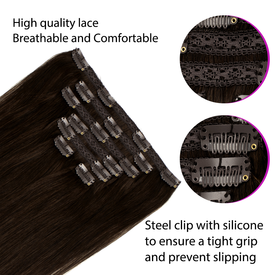 Clip-In Hair Extensions 100% R - Clip In Hair Piece บทวิจารณ์และราคา
