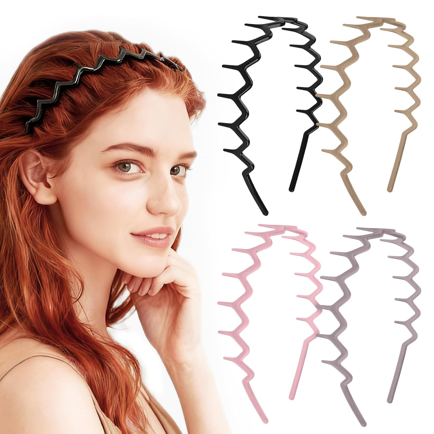 Zig Zag Headbands - 4Pcs Non S - Hair Care Wavy Hair บทวิจารณ์และราคา