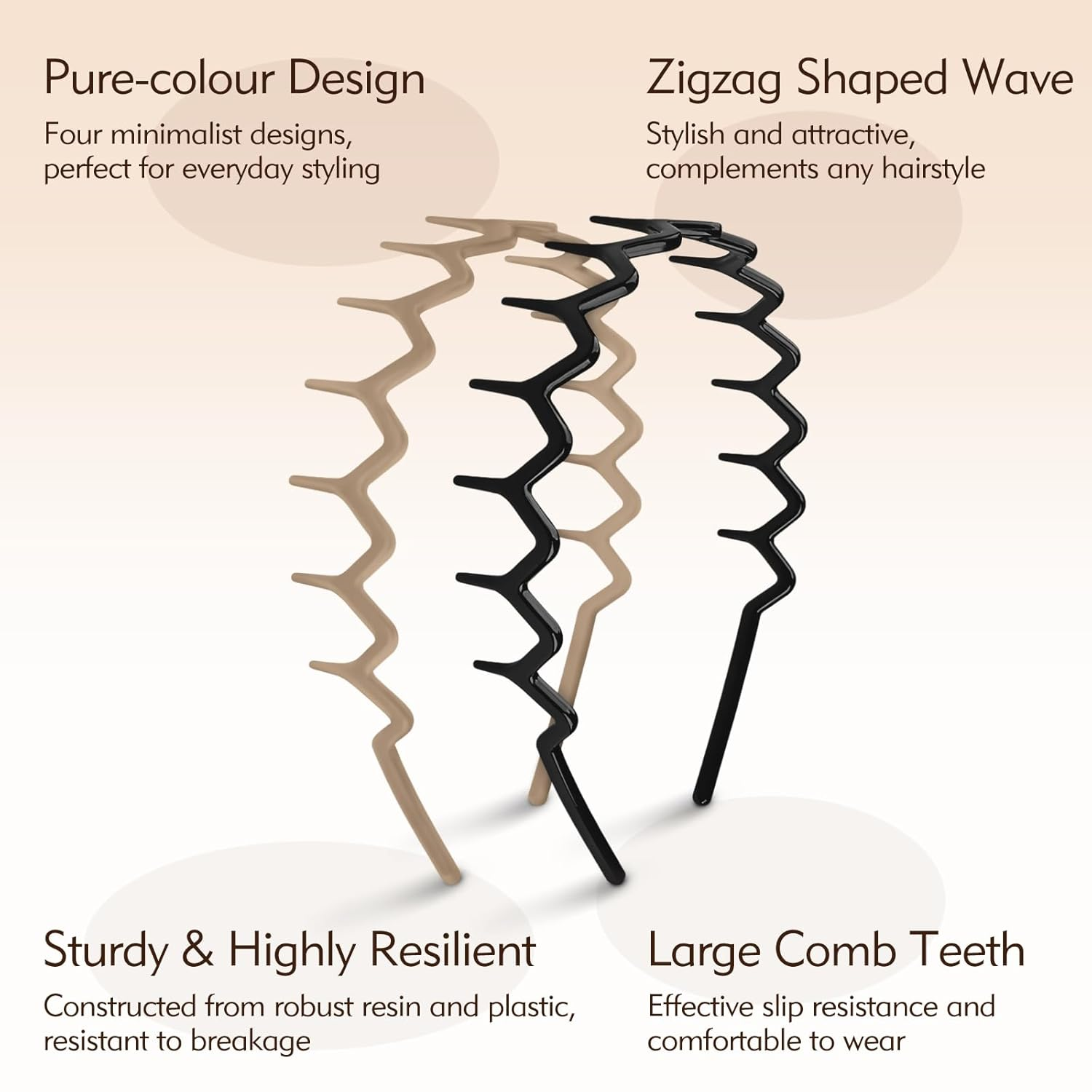 Zig Zag Headbands - 4Pcs Non S - Hair Care Wavy Hair บทวิจารณ์และราคา