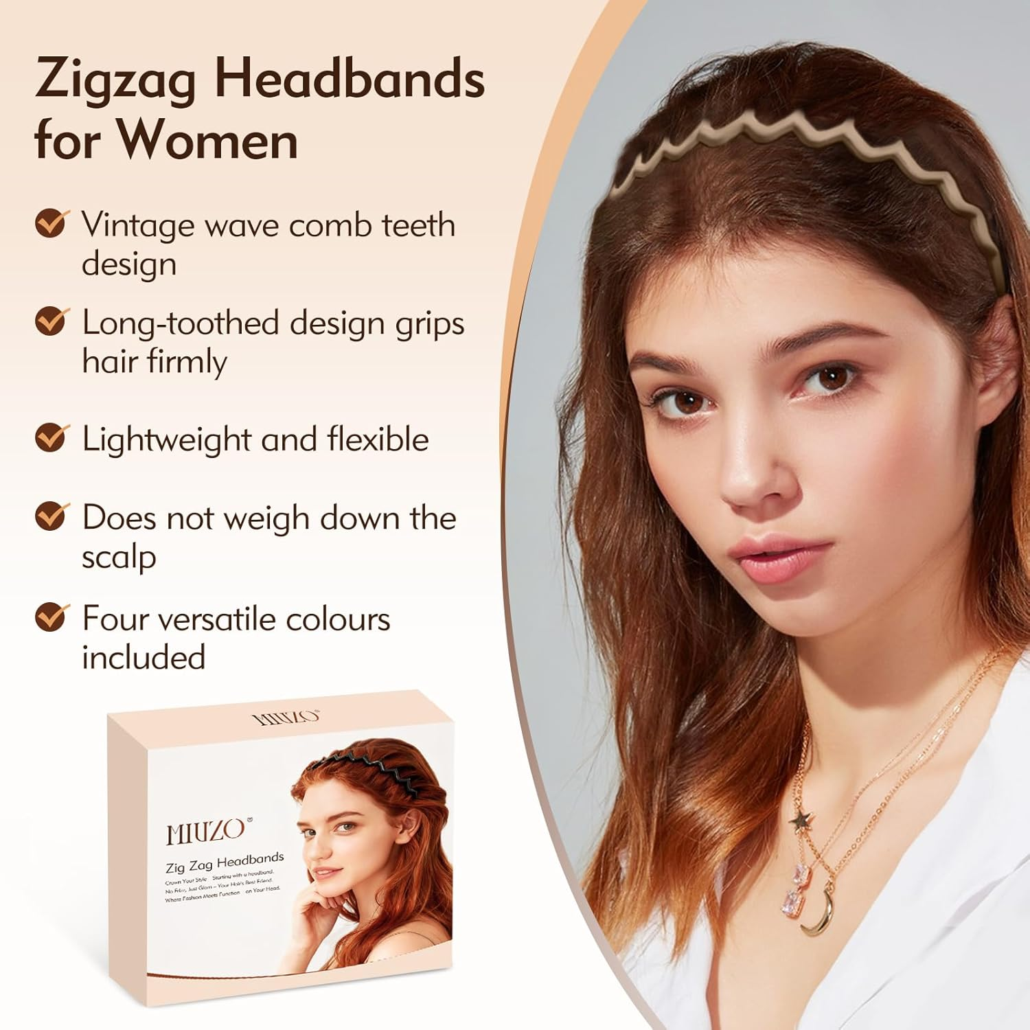 Zig Zag Headbands - 4Pcs Non S - Hair Care Wavy Hair บทวิจารณ์และราคา