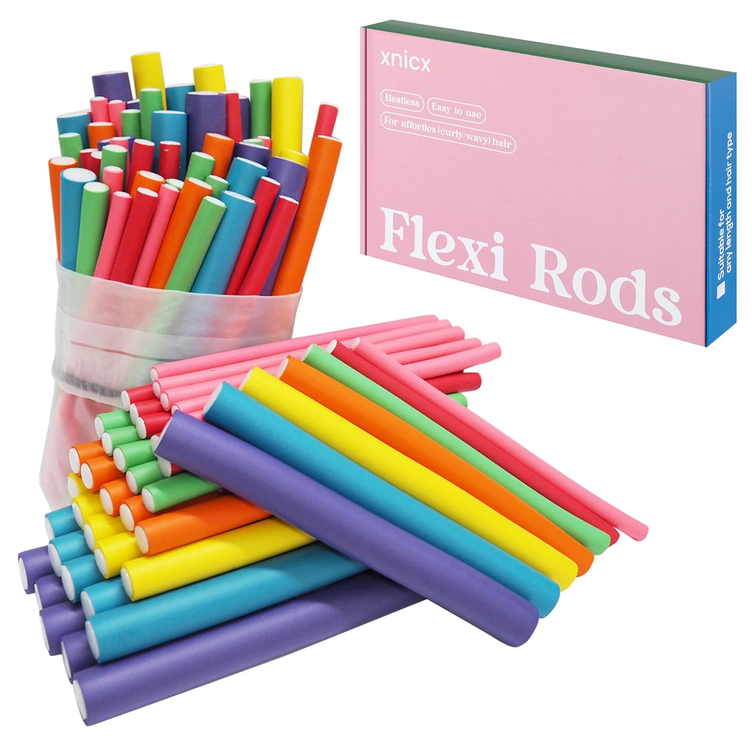 47pcs 7in Flexi Rods Hair Curl - Hair Roller Set Flexi บทวิจารณ์และราคา