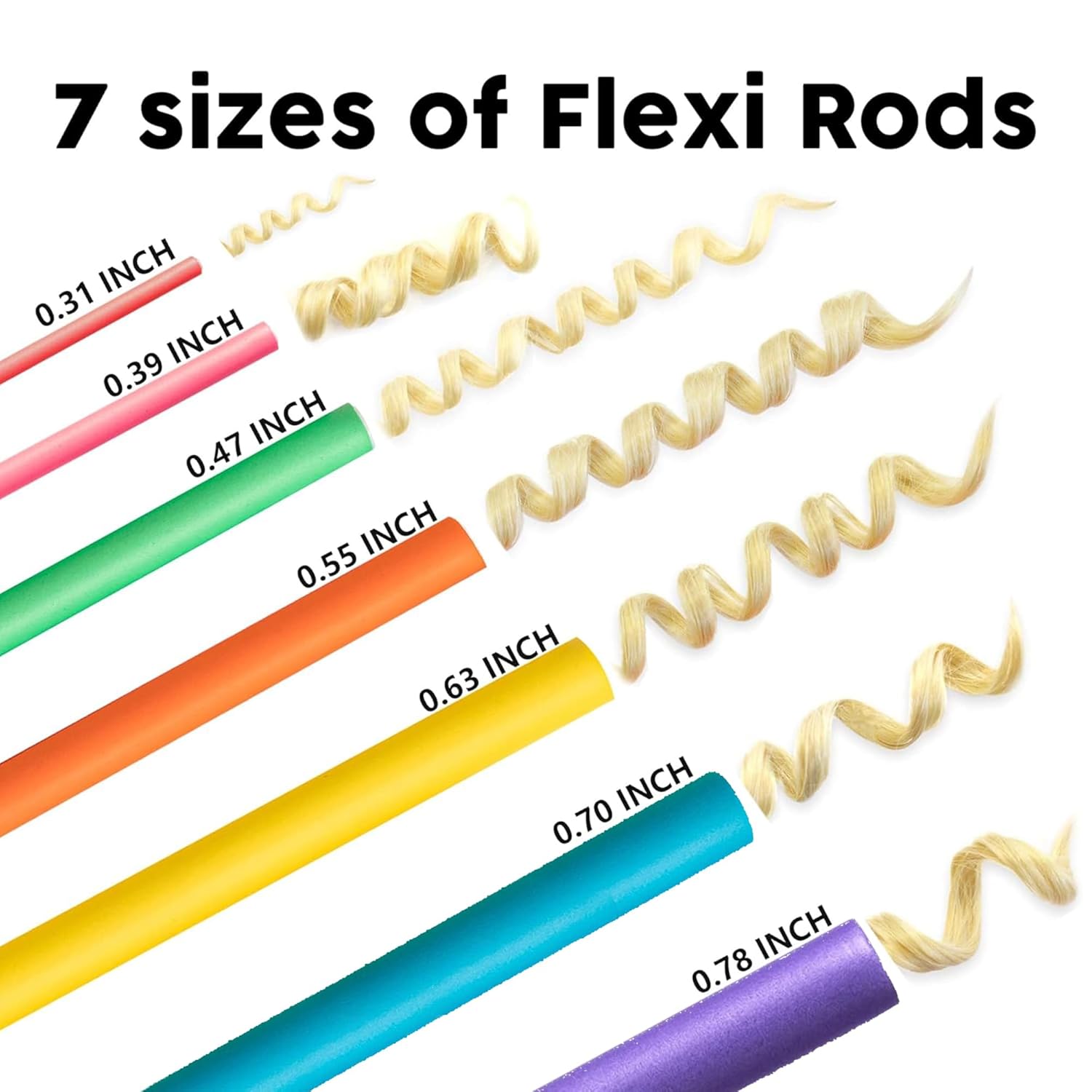 47pcs 7in Flexi Rods Hair Curl - Hair Roller Set Flexi บทวิจารณ์และราคา